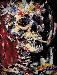 Skull With Spliff, ca. 2021-22 (akryl på lerret)
