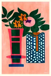 Fargerike vaser med botaniske motiver