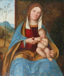 Madonna og barn (olje på panel)