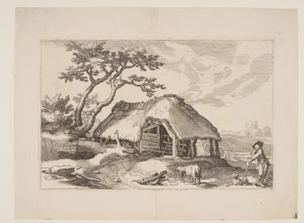 Tavle 17, fra Landskap med gårdshus