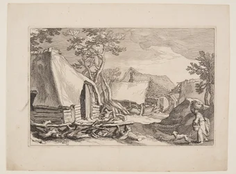Tavle 18, fra Landskap med gårdshus