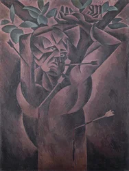 Saint Sebastian, av Bohumil Kubista (1884-1918), olje på lerret, 98x75 cm