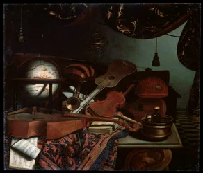 Stilleben med musikkinstrumenter, 1718.
