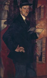 Portrett av kunstneren Mstislav Dobuzhinsky 1875-1957, 1917