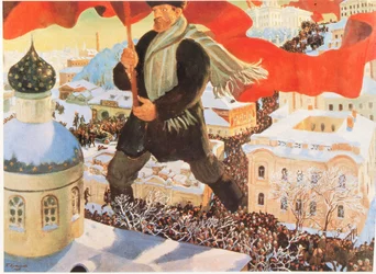 Bolsjevist, etter maleri av Boris Kustodiev, Russland (litografi)