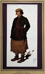 Russland: kvinnelig agent for den russiske revolusjonære cheka. Tegning av Boris Zvorykine (1872-1935)