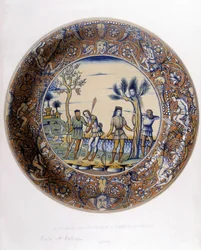 Daphne forvandlet til en Laurier for å unnslippe jakten på Apollo - i "" Samling av italienske fajanser fra XV, XVI og XVIII århundrer", designet av C. Delange og C. Borneman, red. Delange, Paris