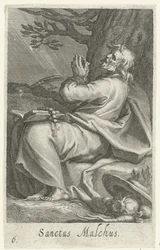 Saint Malchus av Chalcis som eremitt Sanctus Malchus (tittel på objekt) Eremitter (serietittel) Sacra eremvs ascetarvm (serietittel)