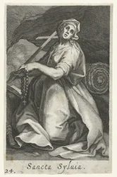 Saint Silvia av Roma som eremittinne Sancta Syluia (tittel på objekt) Eremittinner (serietittel) Sacra Eremus Ascetriarum (serietittel)