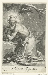 Saint Simeon stilitter den eldste som en eremitt S. Simeon Stylita (tittel på objekt) Eremitter (serietittel) Sacra eremvs ascetarvm (serietittel)