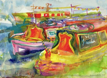 Canal Boats, 1989 (wc på papir)