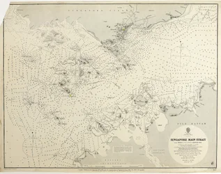 Kinesiske hav Singapores hovedstrede fra Tree I (pulo Angup) til Battam Bay kartlagt av stabskommandør JW Reed, RN og offiserene på HMS Rifleman