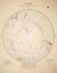 Iskart over den sørlige halvkule satt sammen fra reisene til Cook 1772–75, Bellingshausen 1819–21 ... og Shackleton 1908–9