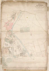 Plan over Lucknow, tegnet etter en oppmåling utført i 1856 av løytnant Moorsom, 52. lette infanteri. (Fremlagt av kaptein Moorsom, C.E.), ca. 1856