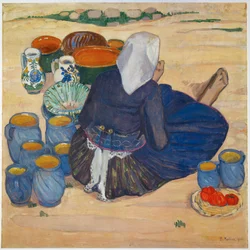 Toepfermarkt - marked med krukker (olje på lerret)