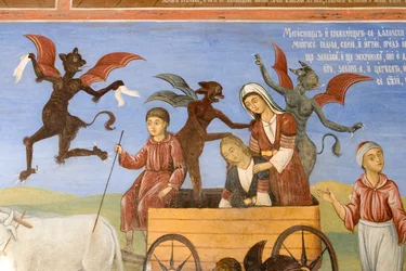 Bulgaria, Rila-klosteret, freske ved Jomfru Marias fødselskirke