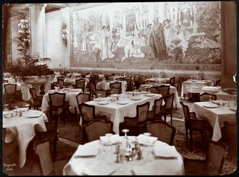Spisestue på Hotel Knickerbocker, 1906 (sølv gelatintrykk)