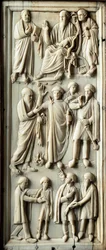 Episode fra livet til den hellige Paulus fra Tarsos. Elfenbensdiptyk. 5. århundre. Firenze, Museo Nazionale del Bargello