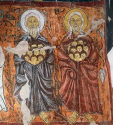 Skytshelgener for uskyldige, bysantinsk freskomaleri (1212), Gulsehir Karsi Kilise (Church of St John), Goreme (Unescos verdensarvliste