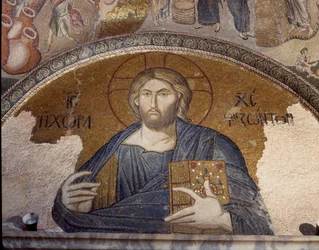 Fremstilling av Kristus Pantokrator eller Kristus i herlighet (mosaikk fra 1310-1320)