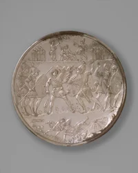 Tallerken med slaget ved David og Goliat, 629-30 (sølv)