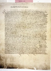 CORPUS JURIS CIVILIS: En side fra Codex Justinianus, Digestum., 6. århundre (manuskript)