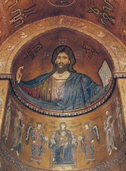 Kristus pantokrator og madonnaen tronet med engler og apostler, fra den sentrale apsis (mosaikk)