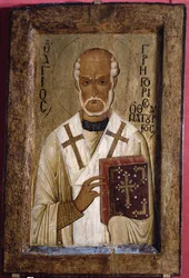 Ikon for St. Gregory (tempera på panel)