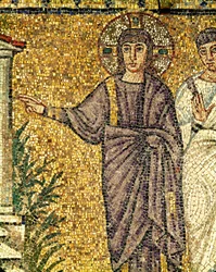 Jesus, detalj fra «Lasarus#39; oppstandelse», 6. århundre (mosaikk)