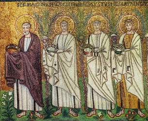 Sankt Martin av Tours leder en gruppe martyrhelgener Mosaic, 6. århundre (mosaikk)