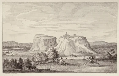 Imaginær utsikt over det tidlige Roma, gravert av B.Barloccini, 1849
