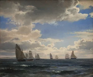 Seilskuter i Sundet sør for Kronborg