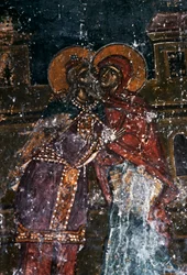 Freskomaleri av helgener i kirken Agios Ioannis Prodromos, Margarites, Kreta, Hellas (bilde)