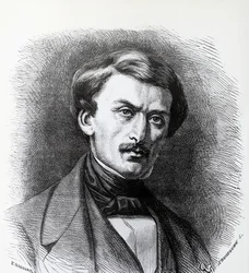 Portrett av Paul-Emile Botta (1802-1870), italienskfødt fransk arkeolog, gravering av Frankrike