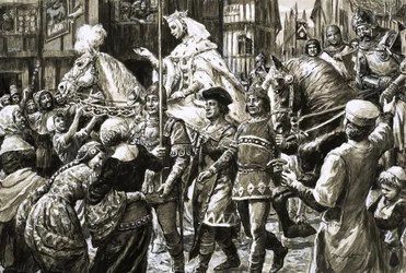 Det engelske folket ønsker opprørshæren til dronning Isabella og Roger Mortimer velkommen