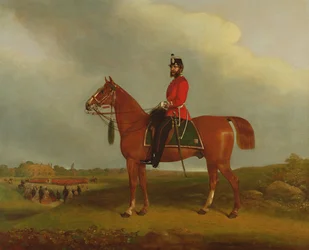 En offiser fra Bedford Light Infantry Militia montert på en lader, 1800-tallet