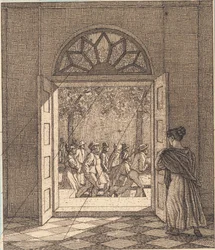 Fra et forrom. Illustrasjon for "Lineært perspektiv", Plate VI