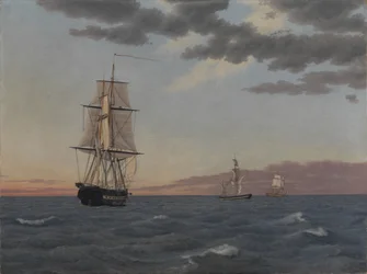 Korvetten "Galathea" lyver for å sende hjelp til briggen "St Jean"