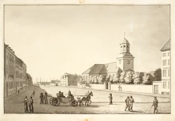 Utsikt over Sankt Annæ torg med Garnisonskirken