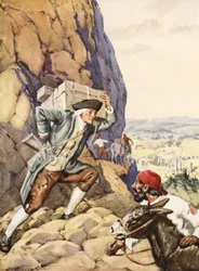 James Bruce hjelper sin dumme følger (litho)