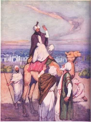 Den arabiske grunnleggeren av en stor religion: Mohammed født i Mekka (farge litho)