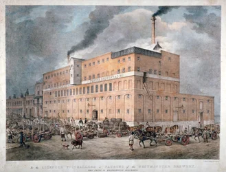 Westminster Ale og Porter Brewery på Horseferry Road, London, c1840.