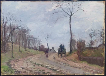 Vogn på landevei, vinter, utkanten av Louveciennes, 1872