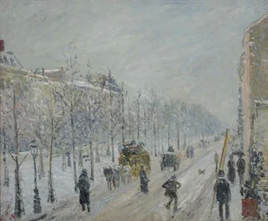Boulevardene, eksteriør, snøeffekt, 1879.