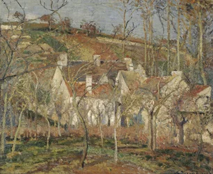 Røde tak, hjørnet av en landsby, vinter, 1877