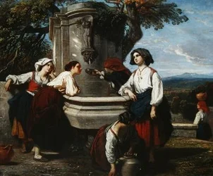 Ossaloise kvinner ved fontenen, ca. 1845