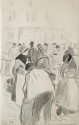 Komposisjonsstudie av markedet i Pontoise, 1881