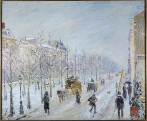 Parisian Boulevard med snø