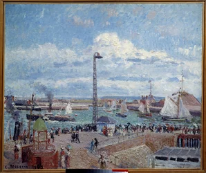 Pilotbukten, før havnen i Le Havre. Maleri av Pissarro Camille (1830-1903)