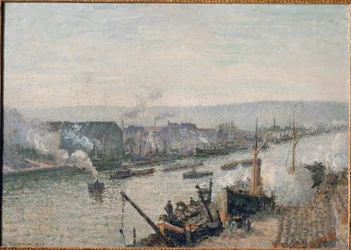 Havnen i Rouen (olje på lerret)